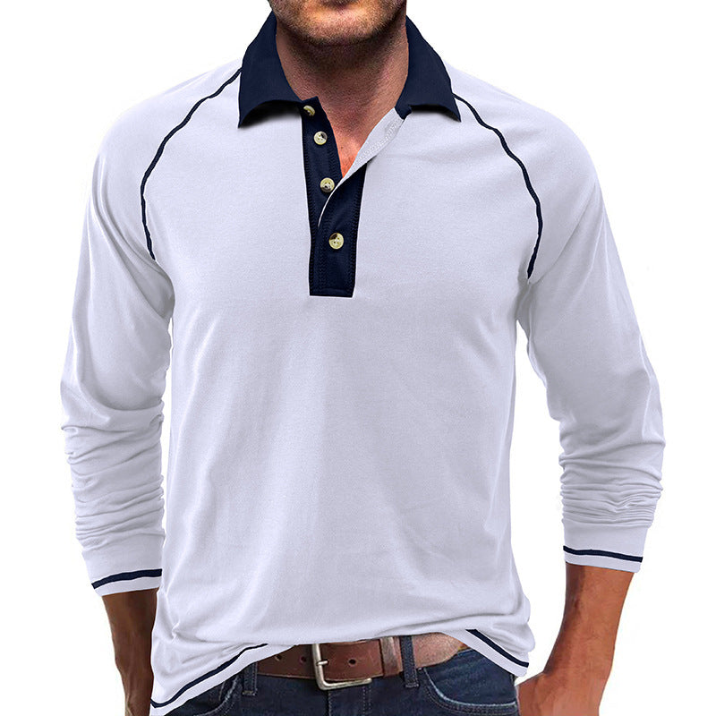 Men's Clothing Long Sleeve Lapel Henry T-shirt