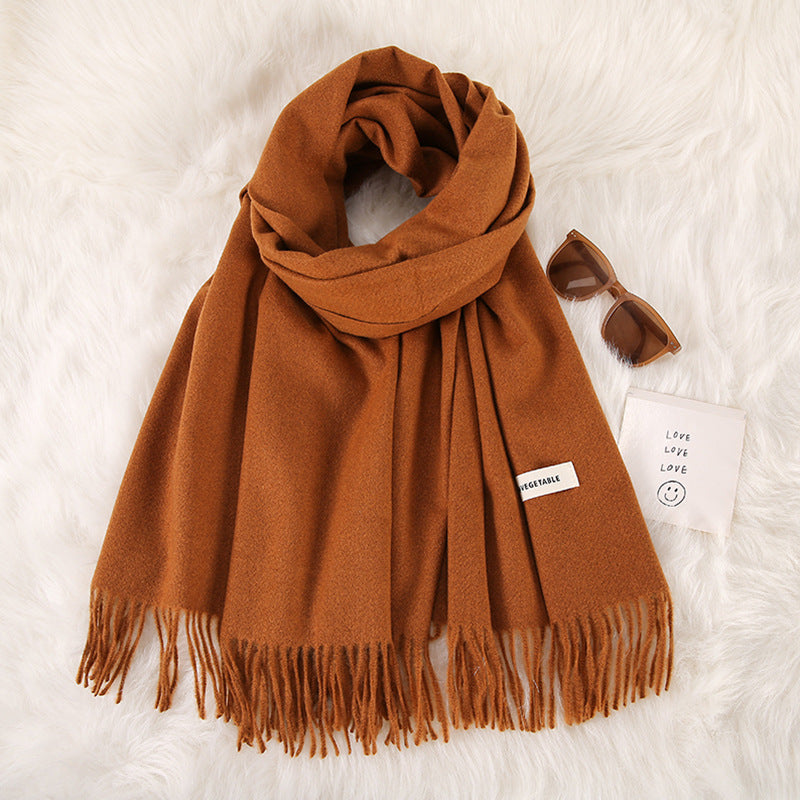 Women's Fashionable All-match Cashmere Tassel Double-sided Scarf