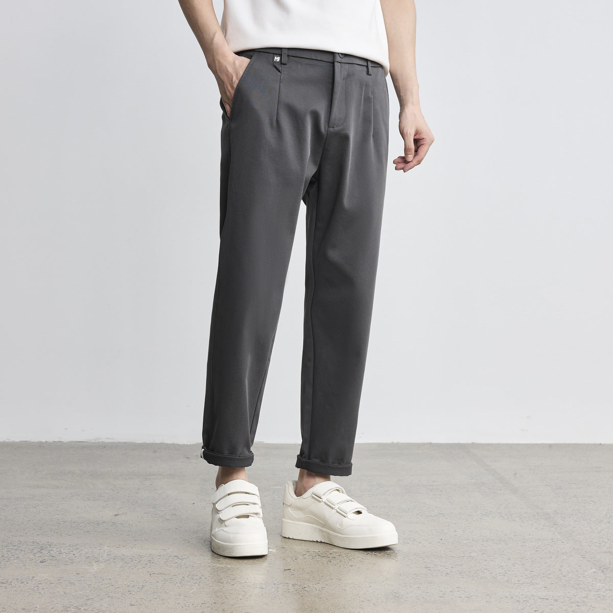 Simple Straight Men's Double Twill Casual Pants