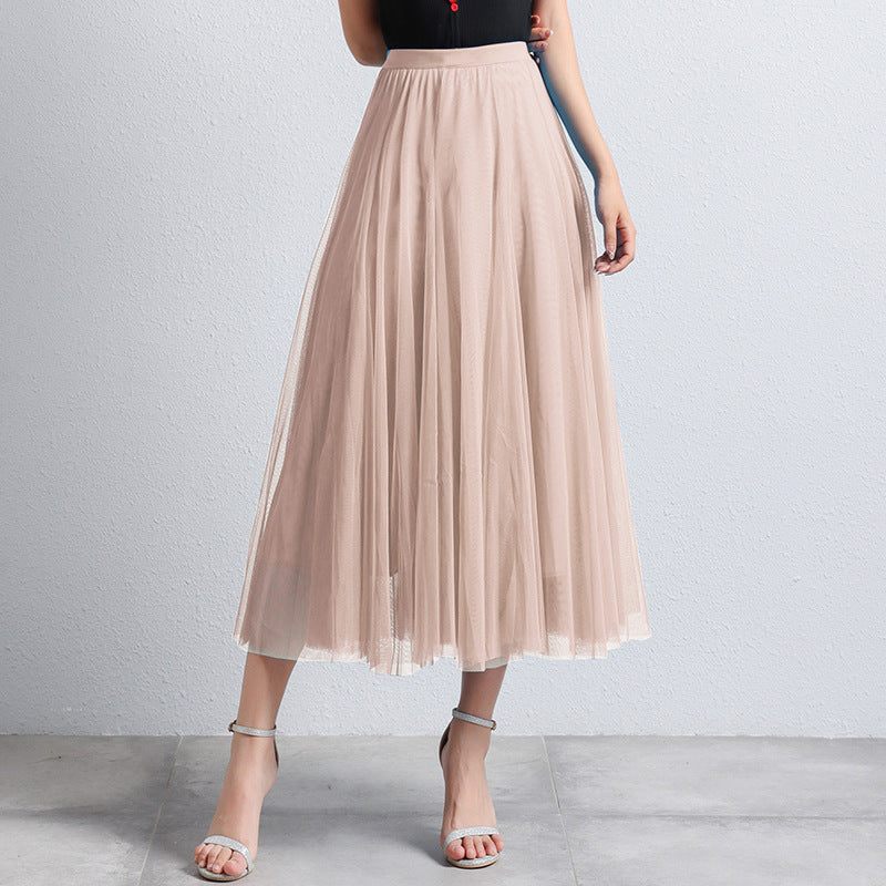 Slimming A- Line Skirt Mesh Half-length Skirt