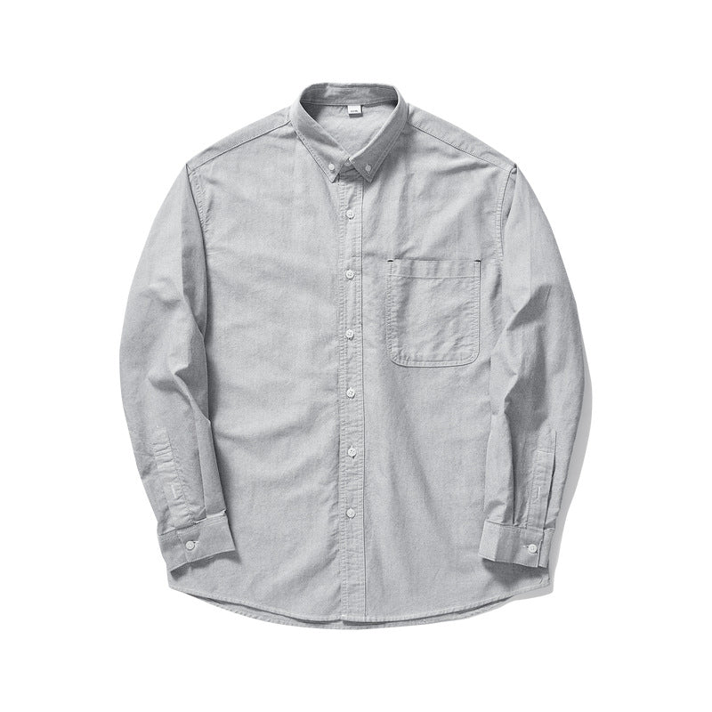 Oxford Long Sleeve Shirt Simple Solid Color