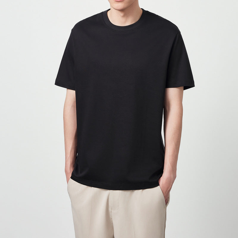 Short Sleeve Simple Solid Color Round Neck