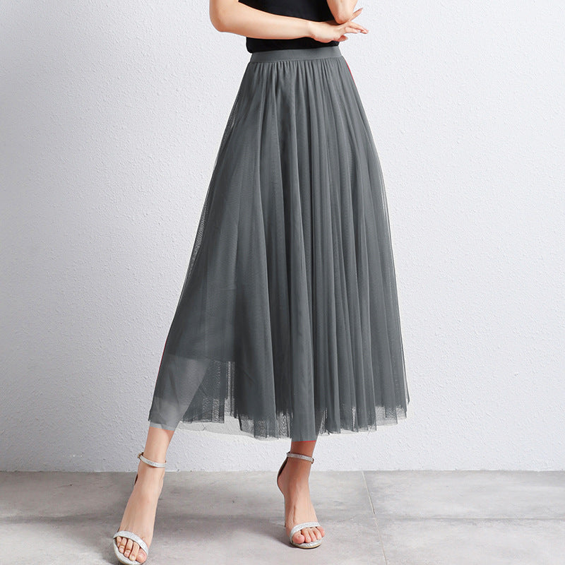 Slimming A- Line Skirt Mesh Half-length Skirt