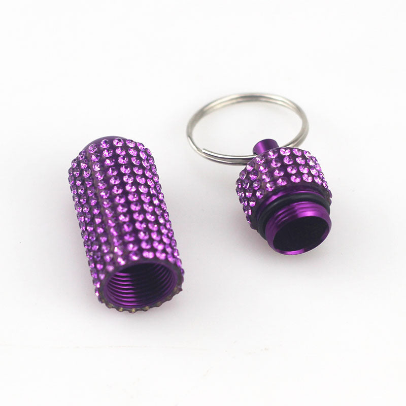 Portable Diamond Keychain Pill Box