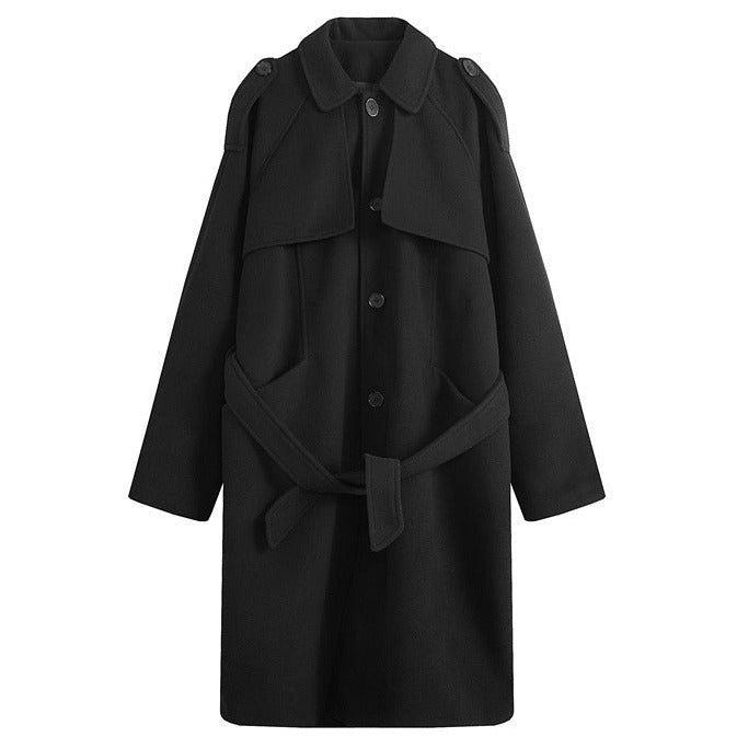 Men's Solid Color Mid-length Woolen Coat