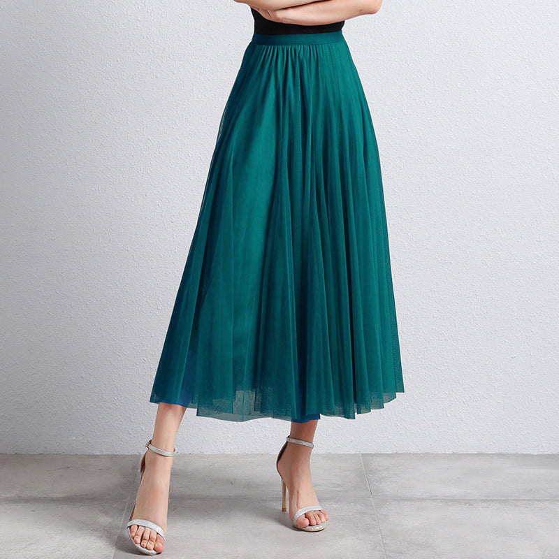 Slimming A- Line Skirt Mesh Half-length Skirt