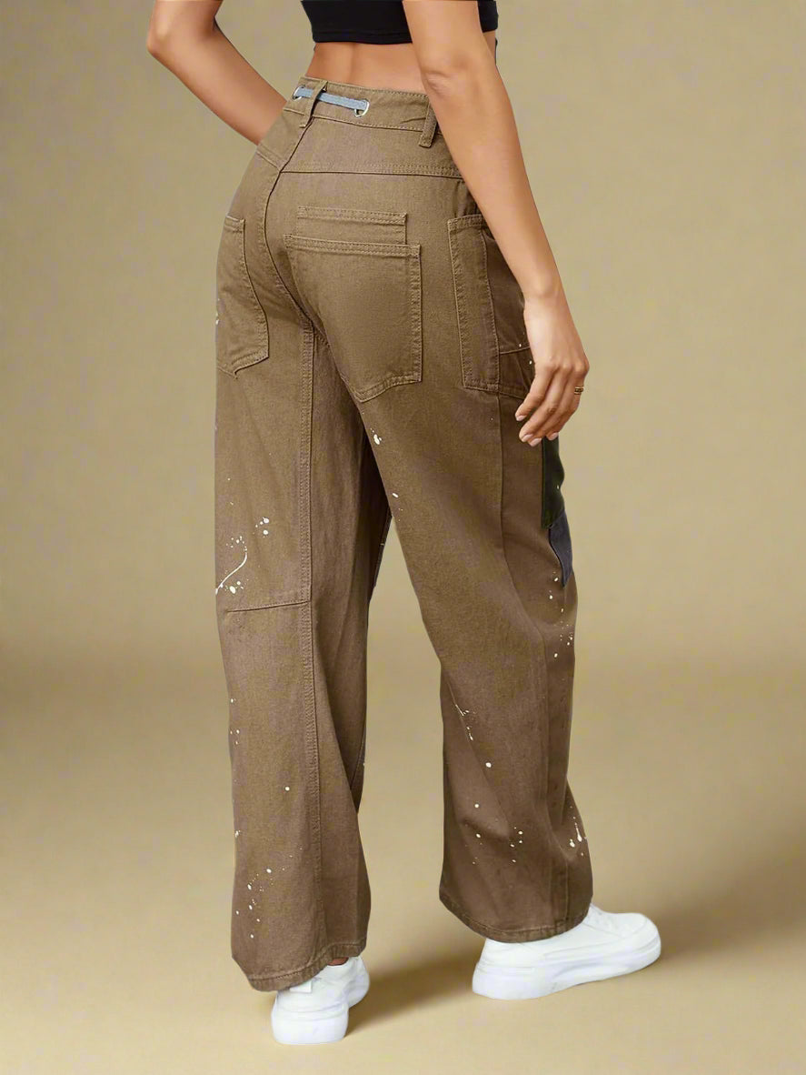 Wide Leg Patchwork Pants