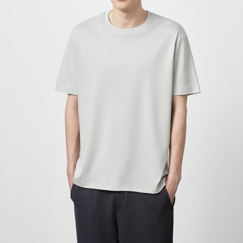 Short Sleeve Simple Solid Color Round Neck