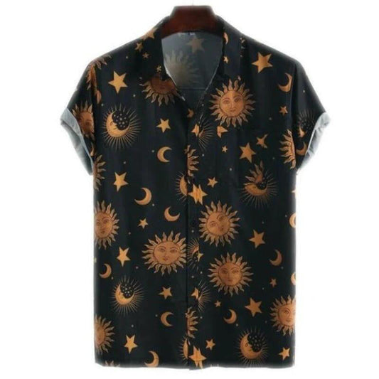 Casual Sun and Moon Printed Shirt Men