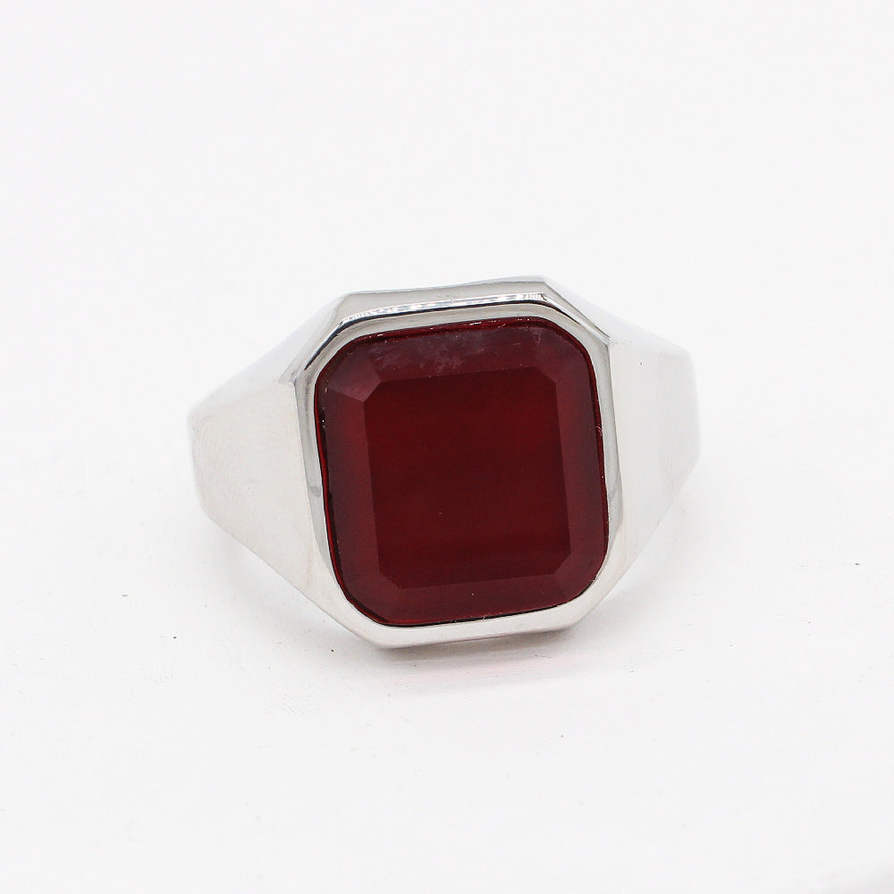 Men's Fashion Simple Square Gem Tiger Eye Ring