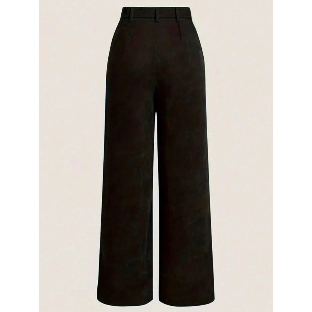 Women's Casual Straight-leg Solid Color Velvet Trousers