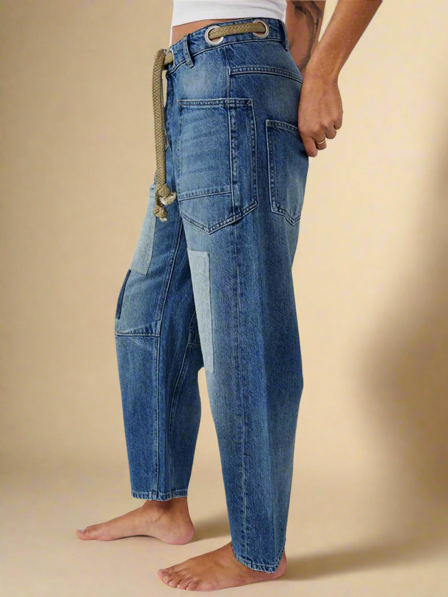 Wide Leg Patchwork Pants