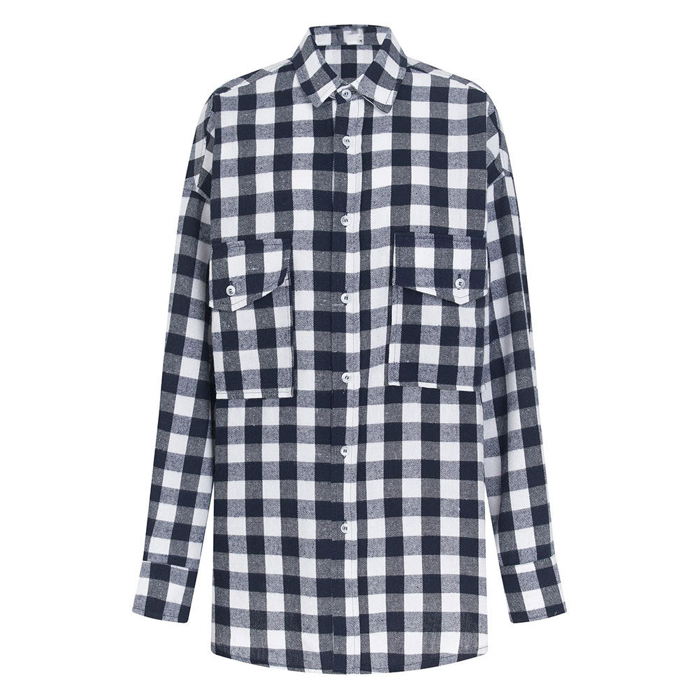 Oversized Plaid Shirt Jacket For Women