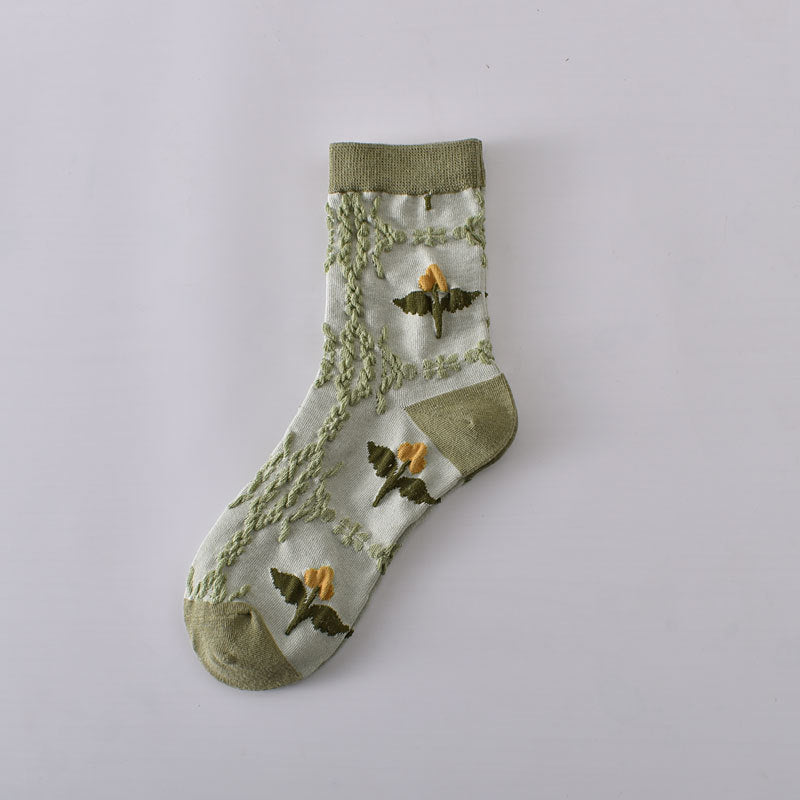 Women's Fashionable All-match Retro Embossed Socks