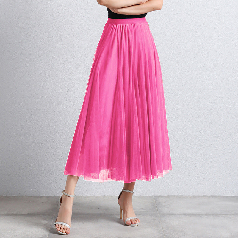 Slimming A- Line Skirt Mesh Half-length Skirt