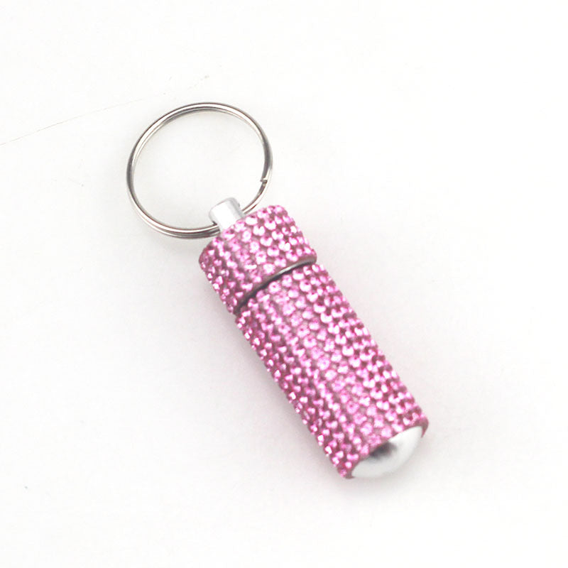 Portable Diamond Keychain Pill Box