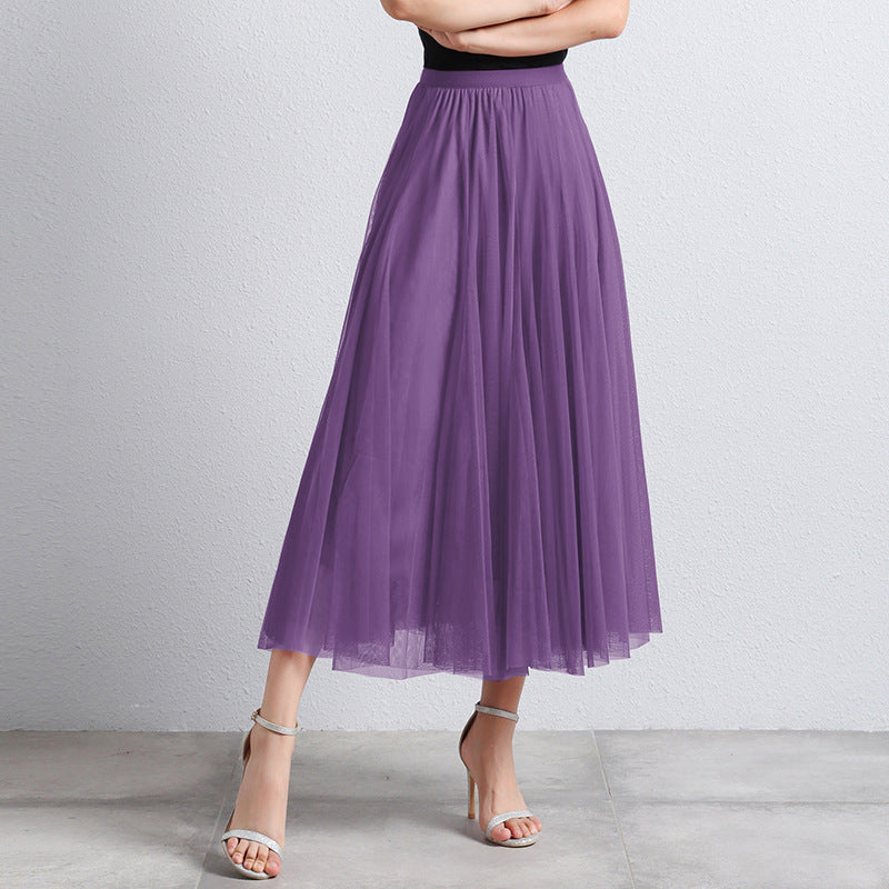 Slimming A- Line Skirt Mesh Half-length Skirt