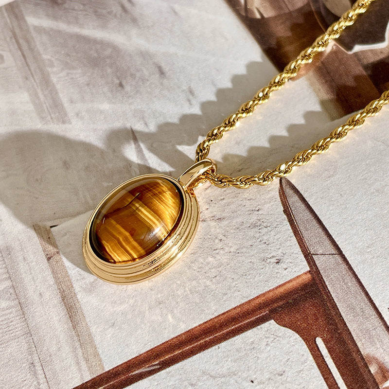 Maillard Oval Tiger Eye Necklace