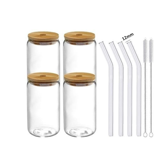 Glass Cup With Lid And Straw Transparent Bubble