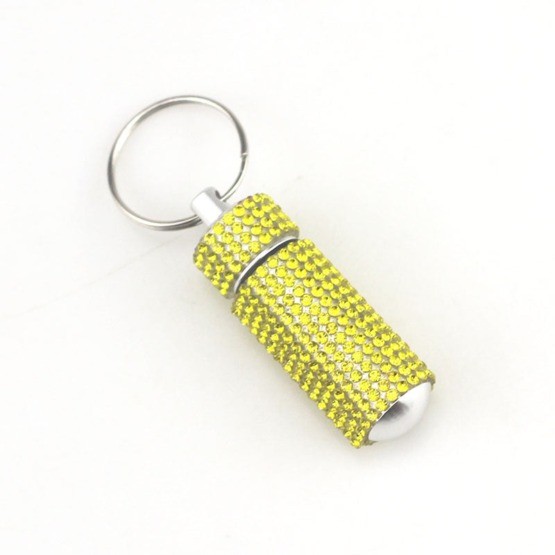 Portable Diamond Keychain Pill Box