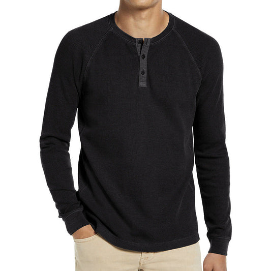 Men's Long-sleeved Waffle Knit Essential T-shirt