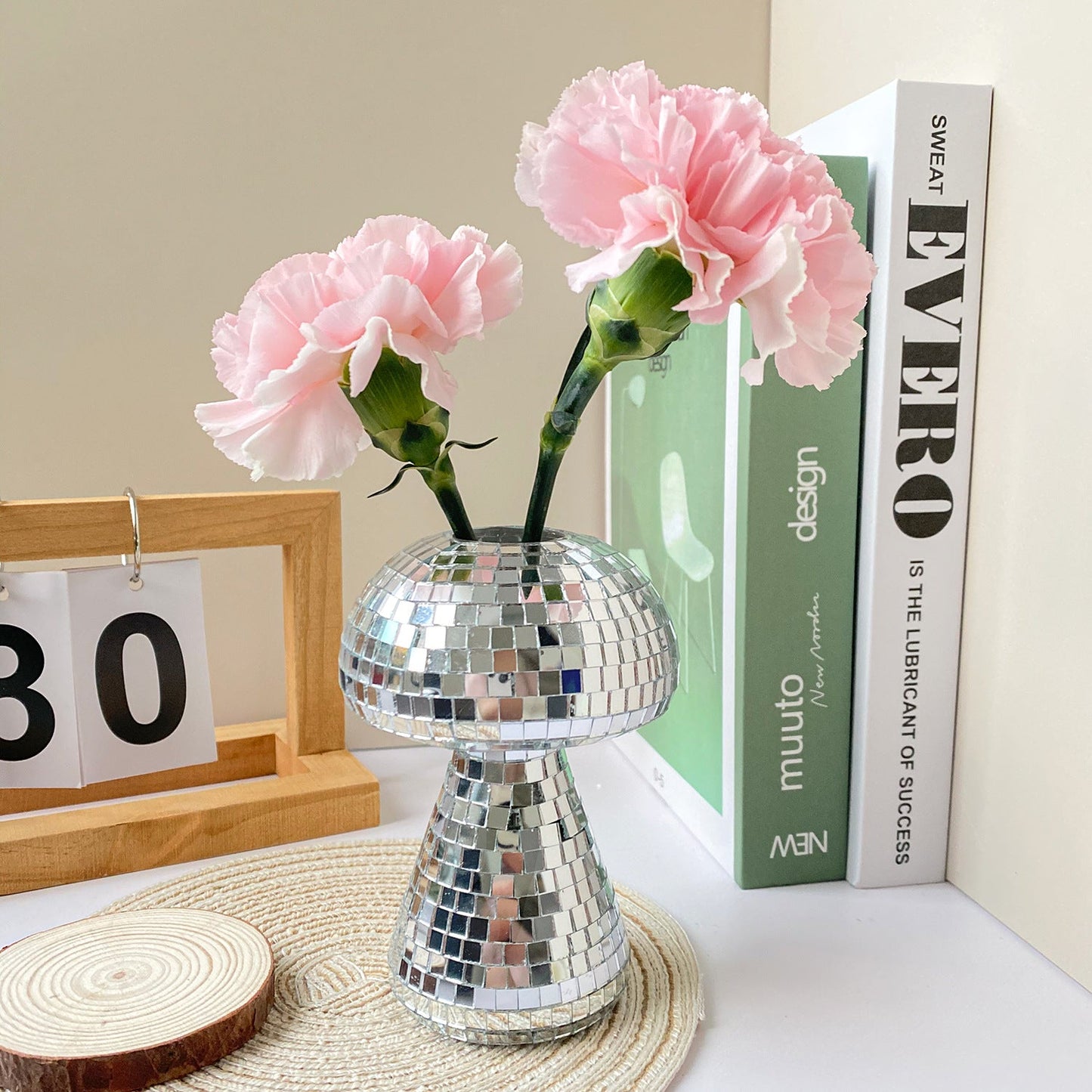 Disco Mushroom Mirror Vase Living Room Decoration