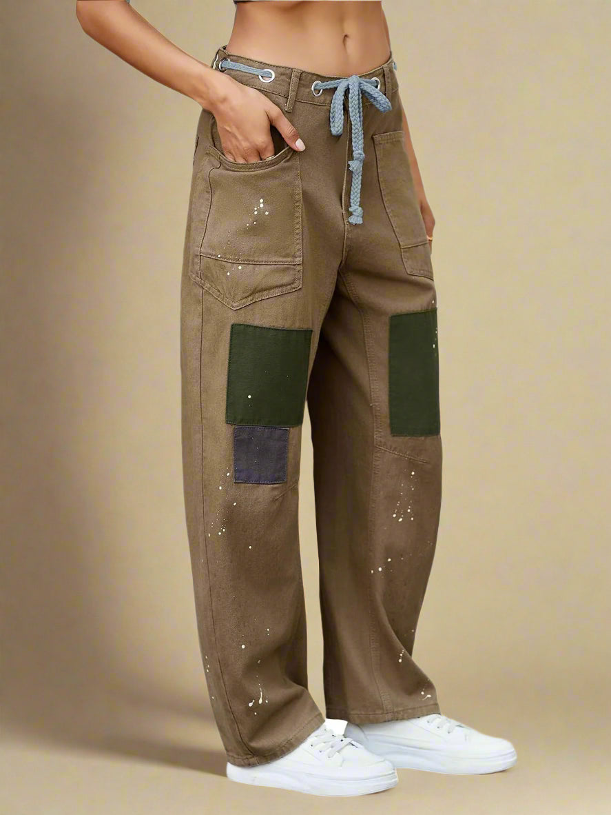 Wide Leg Patchwork Pants