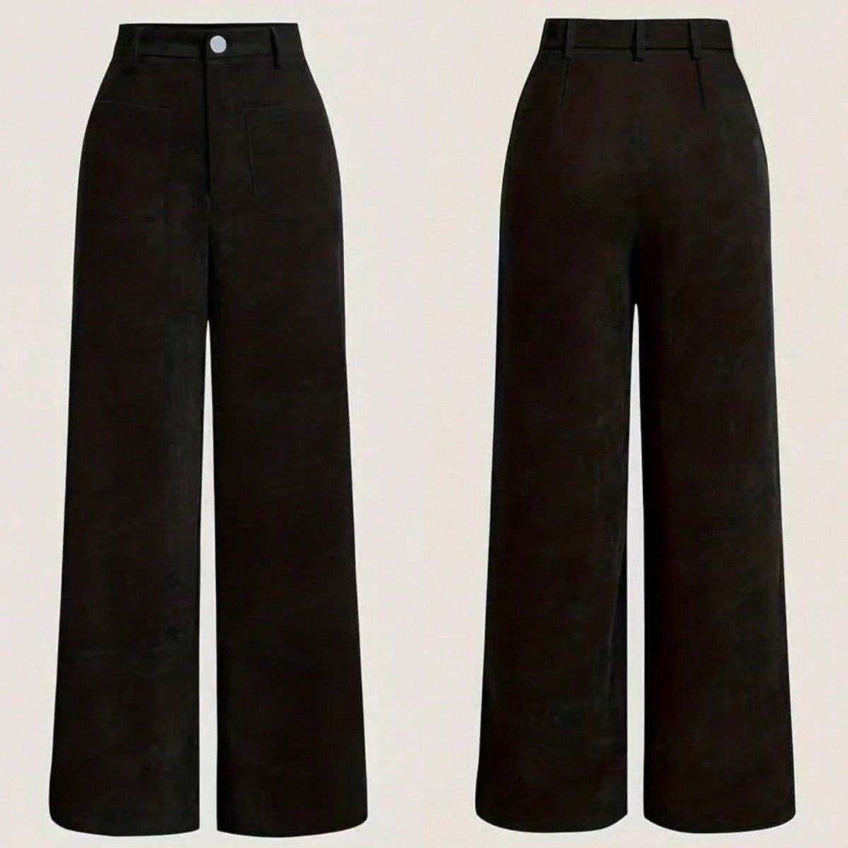 Women's Casual Straight-leg Solid Color Velvet Trousers