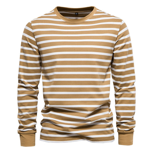 Men's Fashion Casual Long Sleeve Striped T-shirt