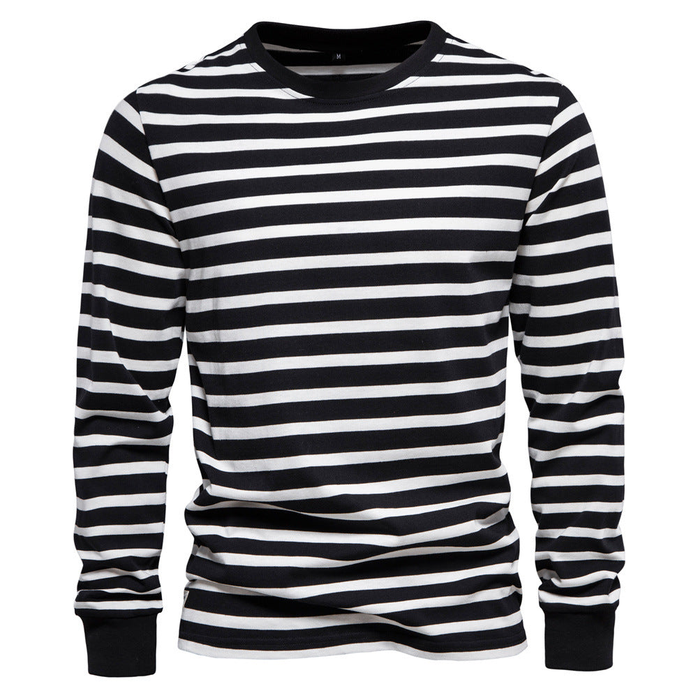 Men's Fashion Casual Long Sleeve Striped T-shirt