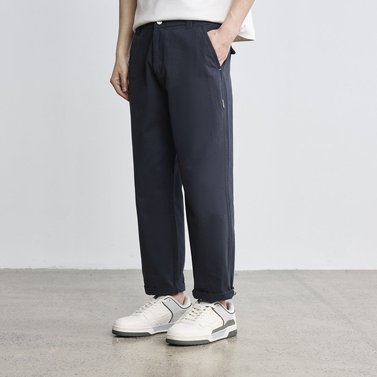 Cotton Straight Casual Pants Simple Light Business