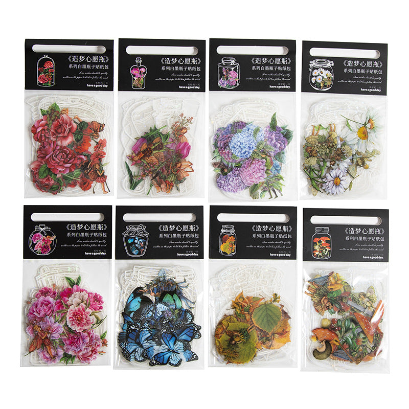 Transparent Bottle Flower Notebook Landscape Stickers