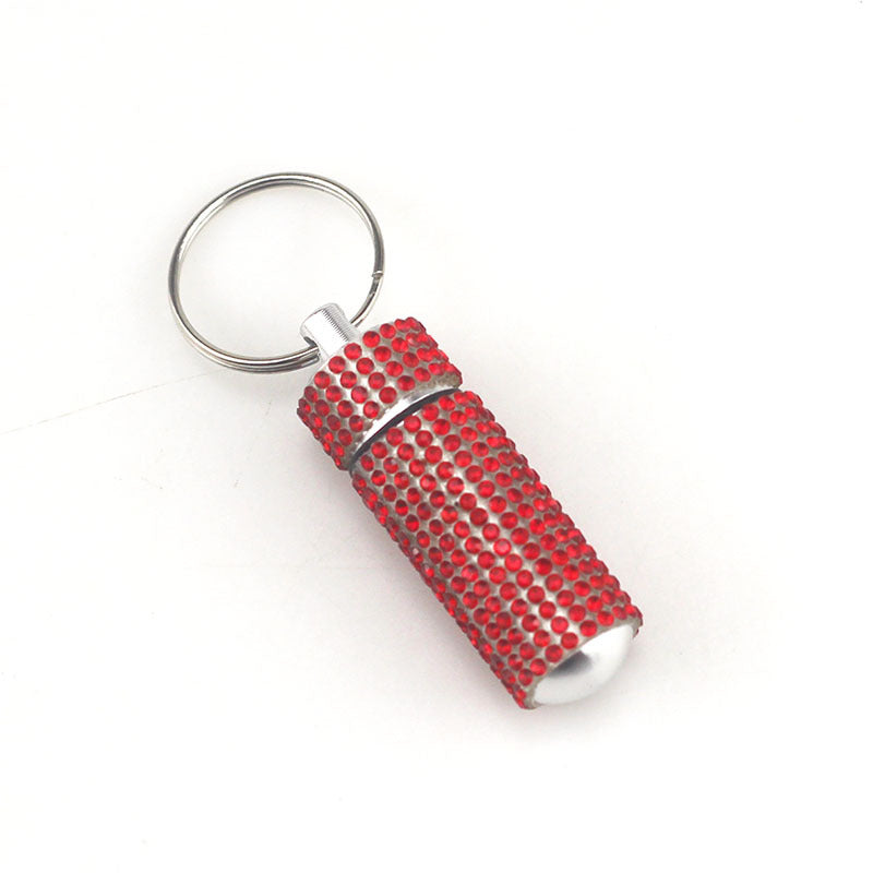 Portable Diamond Keychain Pill Box