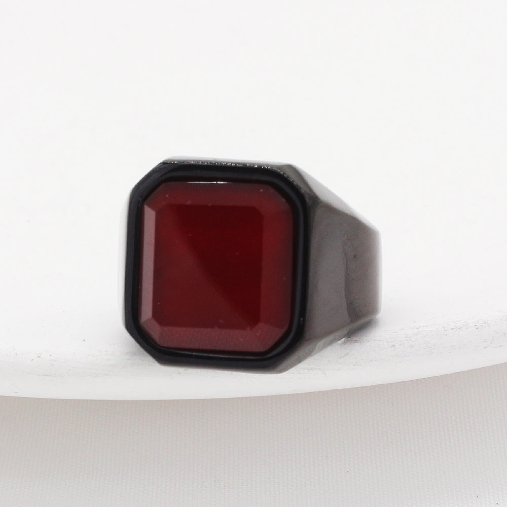 Men's Fashion Simple Square Gem Tiger Eye Ring