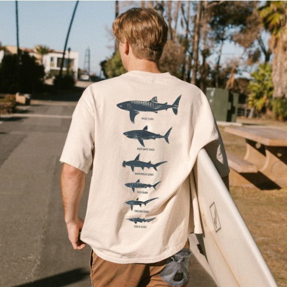 Retro Surfing Marine Life Printed Casual T-shirt