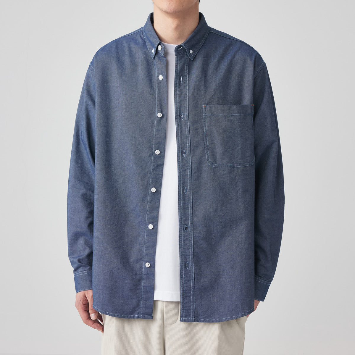 Oxford Long Sleeve Shirt Simple Solid Color