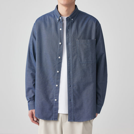 Oxford Long Sleeve Shirt Simple Solid Color