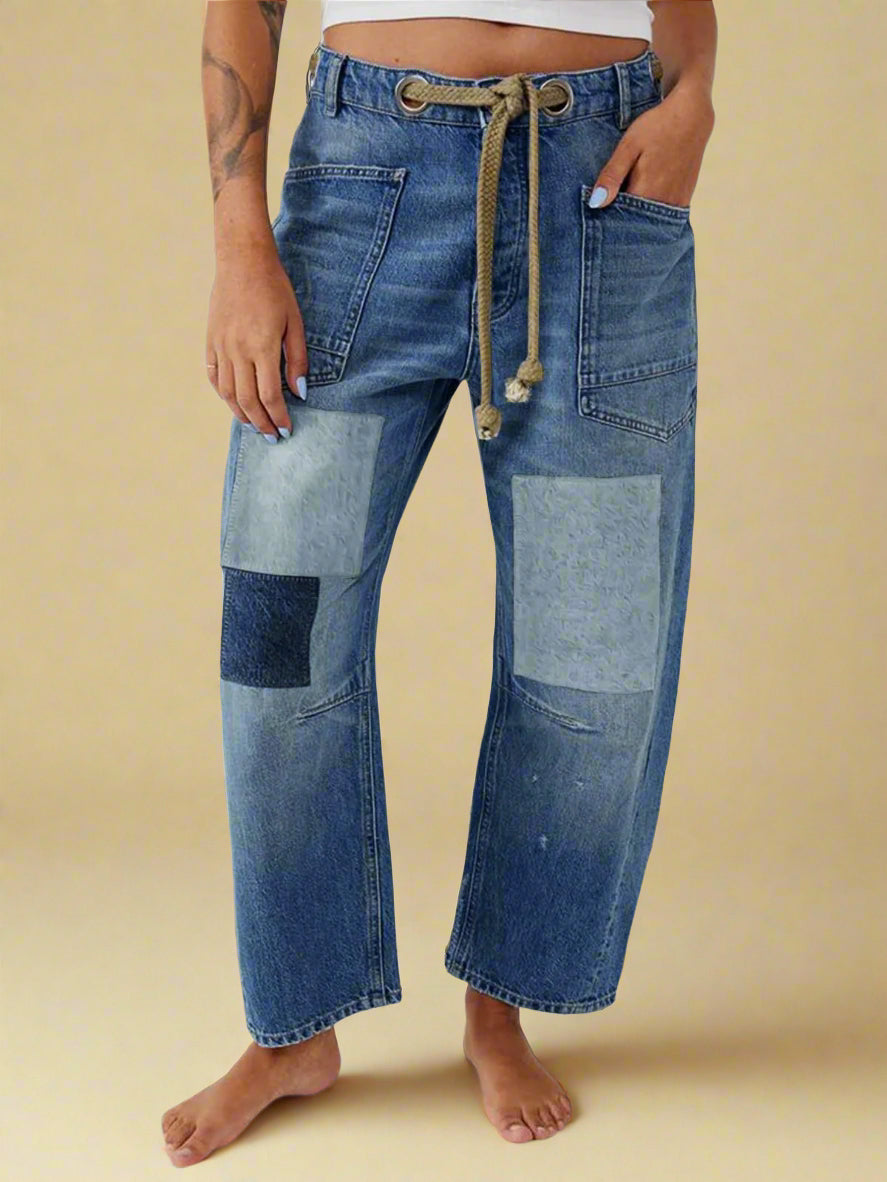 Wide Leg Patchwork Pants