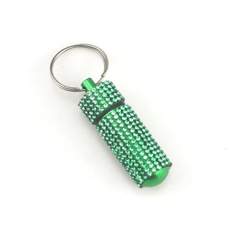 Portable Diamond Keychain Pill Box