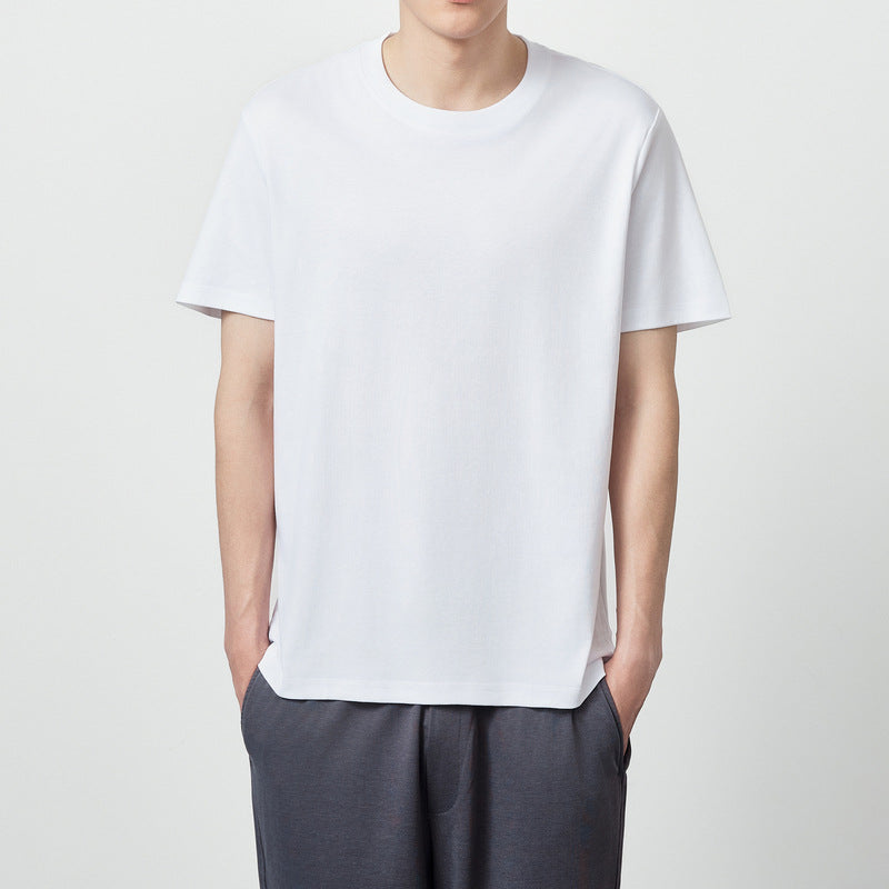 Short Sleeve Simple Solid Color Round Neck
