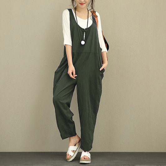 Women's Solid Color Casual Loose Jumpsuit