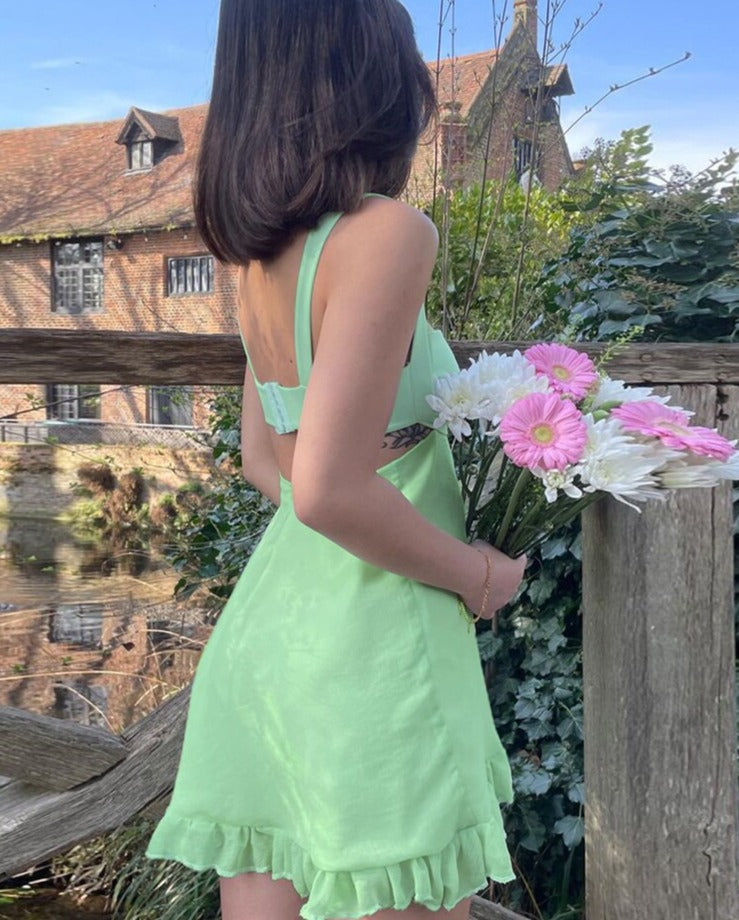 Green Frill Mini Dress