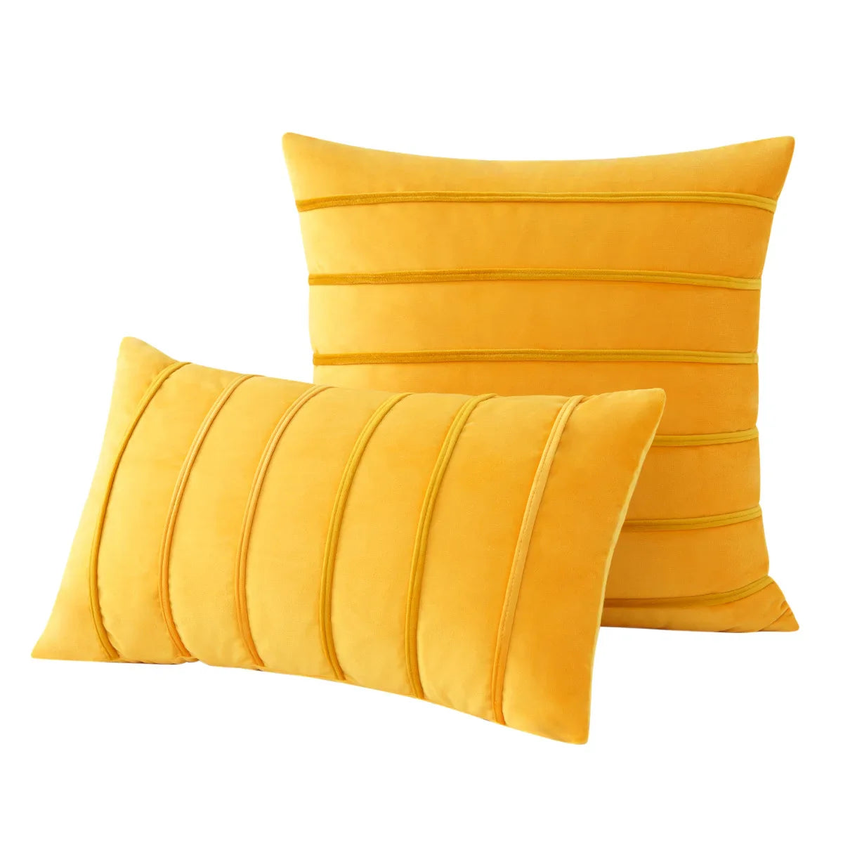 2Pcs Blue Velvet Pillow Covers with Striped Decorative Luxury Soft Cushion Cases for Farmhouse Couch Sofa Living Room