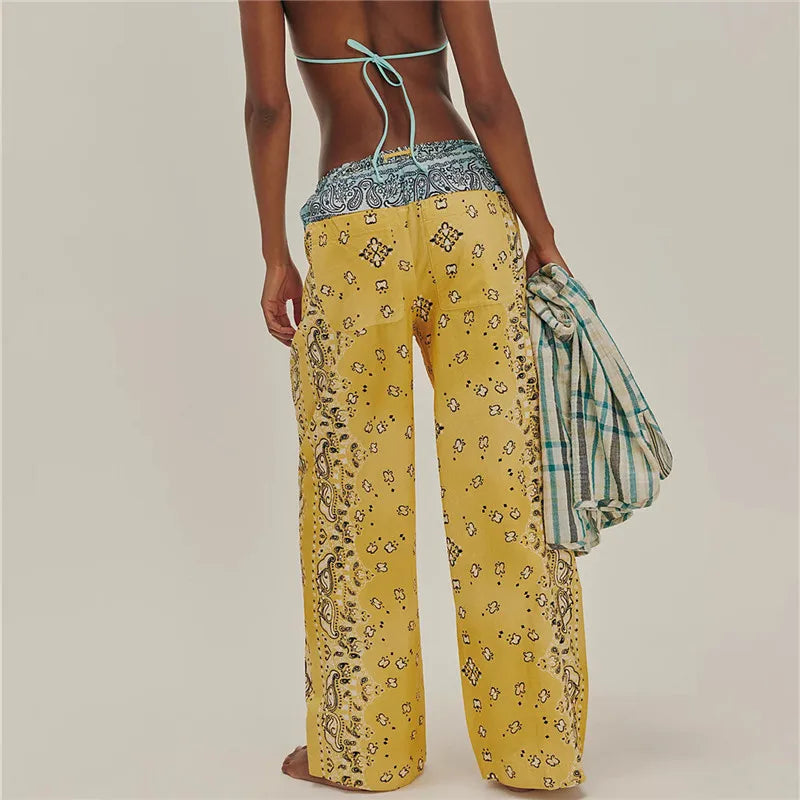 Floral High Waist Elastic  Palazzo Pants