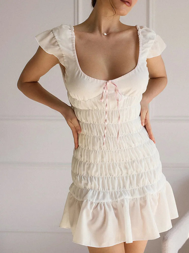 Short Sleeve Ruched Mini Dress