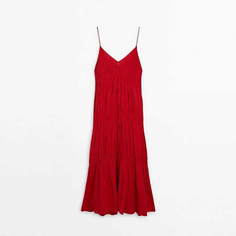 Sling V-neck A-line Long Dress