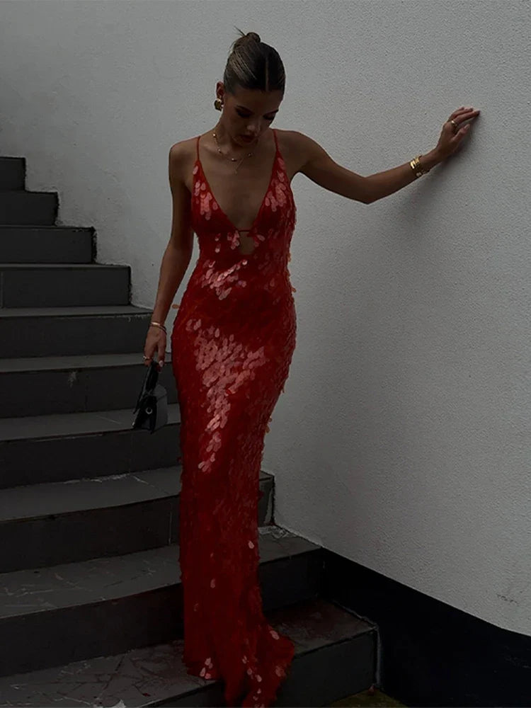 Sequined Slip Long Dress