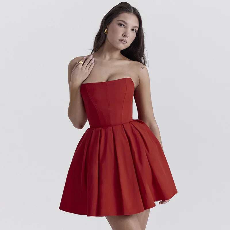 Strapless Corset Flare Mini Dress