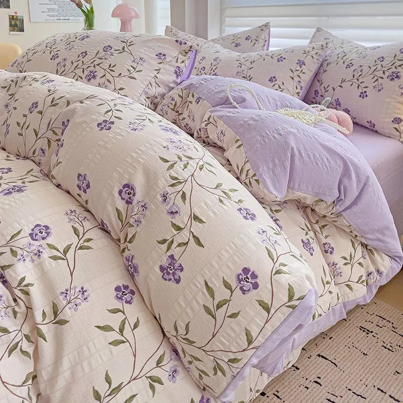 Pink Floral Duvet Cover Set Flowers Sheet Pillowcase Soft Cover No Filling Warm Bed Linen Twin Full Queen Size Home Bedding Set