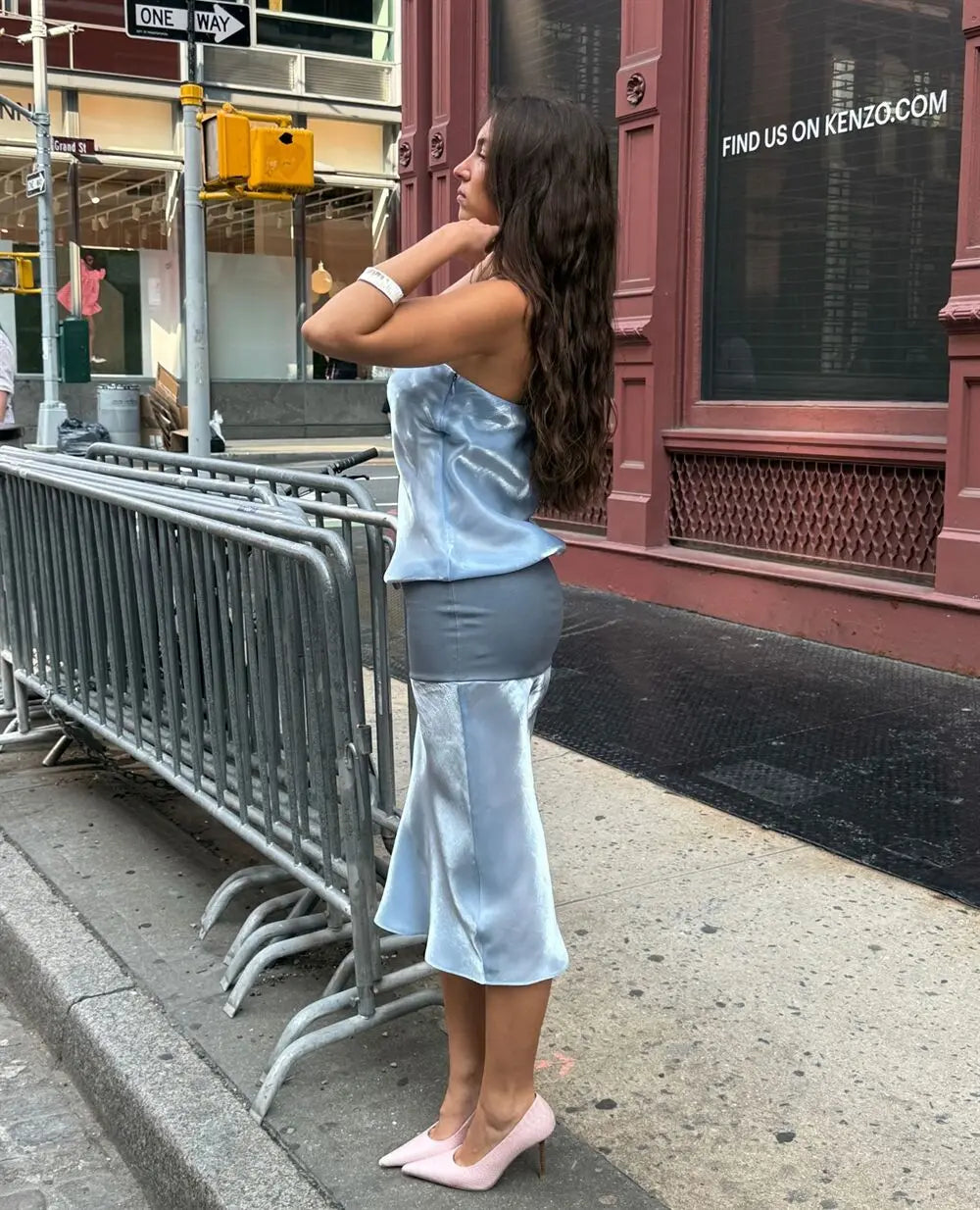 Satin Tube Color Patchwork Long Dress